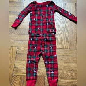 Old Navy Red Plaid Pajama Set with Disney Characters
